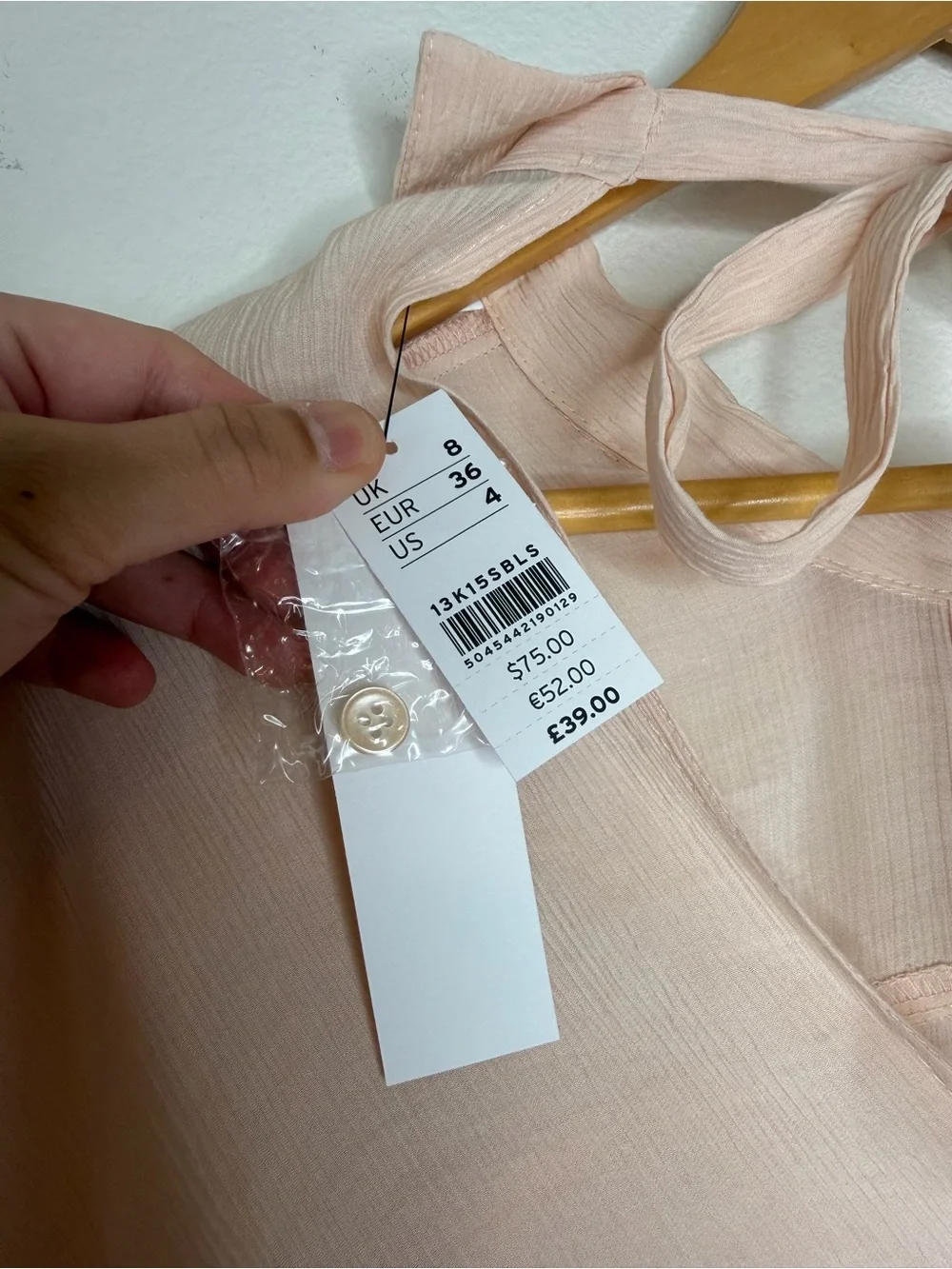 New Topshop Tie Back Oversized Shirt Blush Pink Size 4